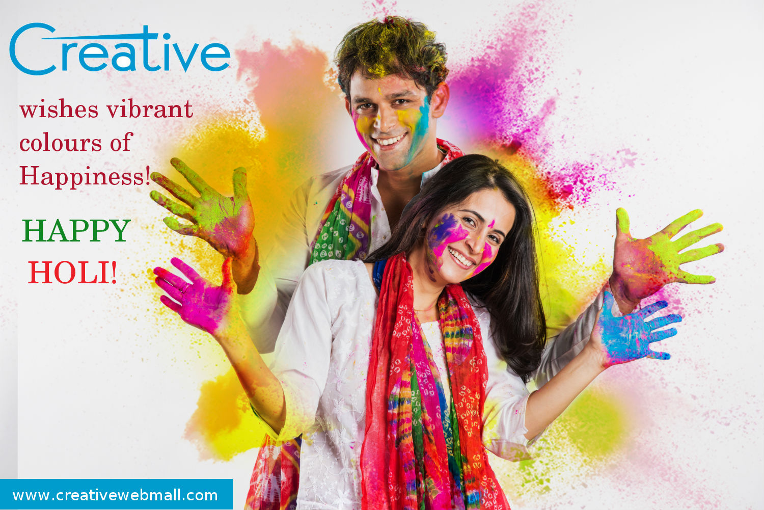 Creative wishes vibrant colors of Happiness